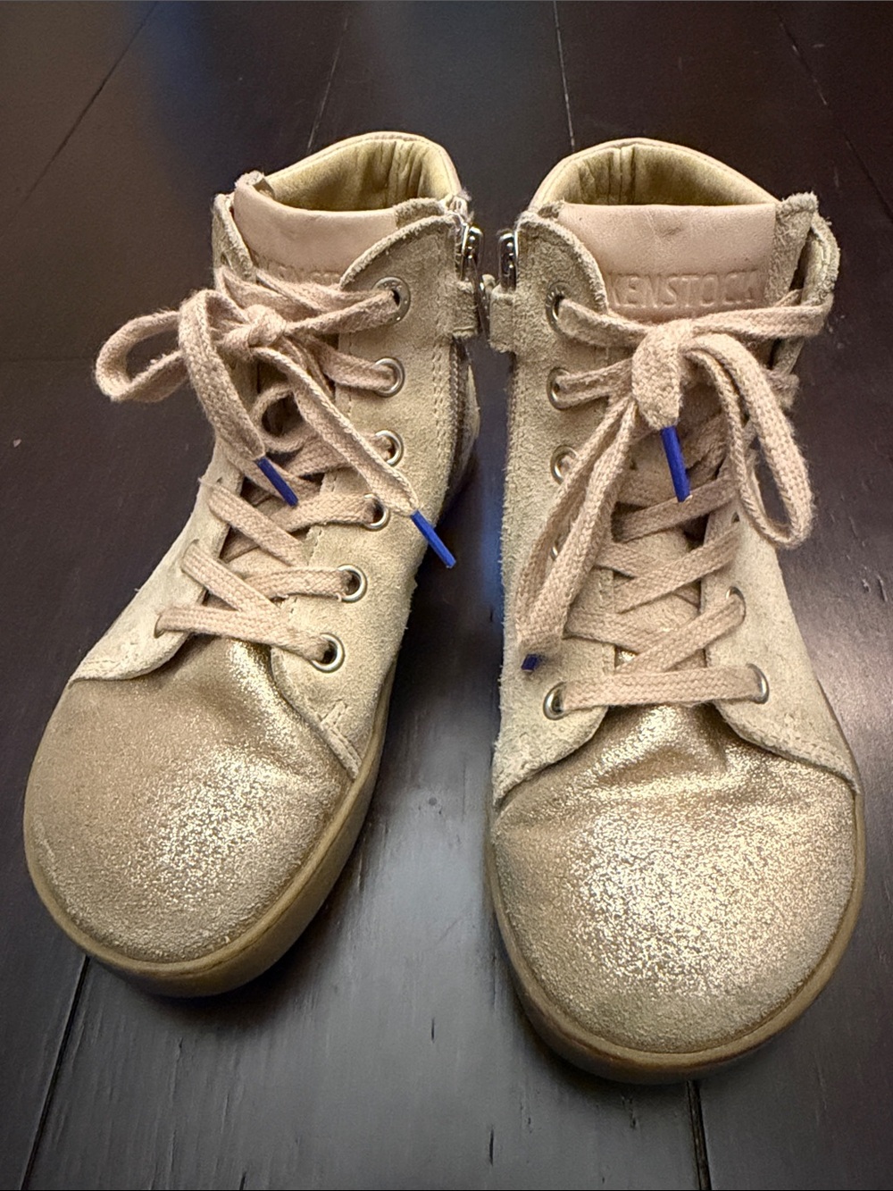 Birkenstock Kids suede high tops dusty pink